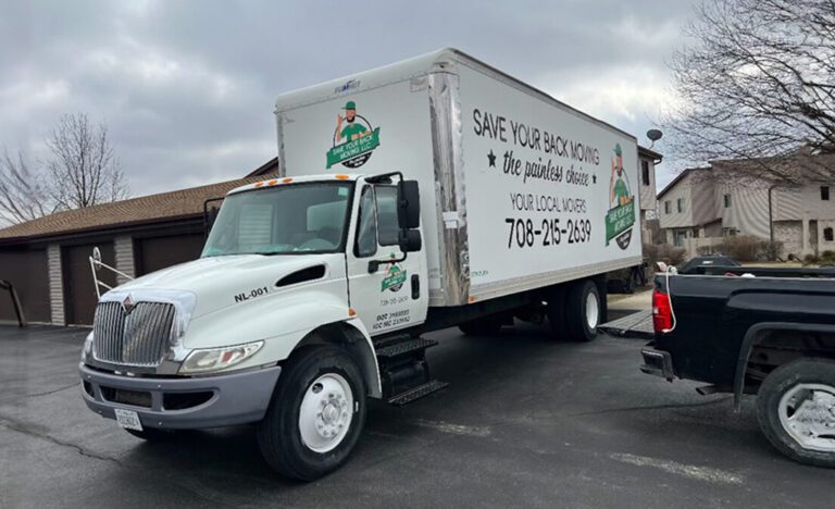 Moving truck from one of the trusted local moving companies in Chicago parked in a residential neighborhood.